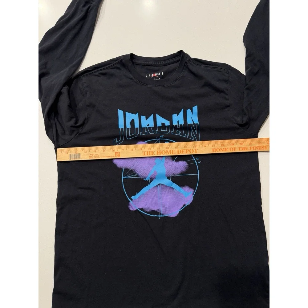 Jordan Sport LS Graphic Tee FD7004-011 Black Purple Aquatone Mens L